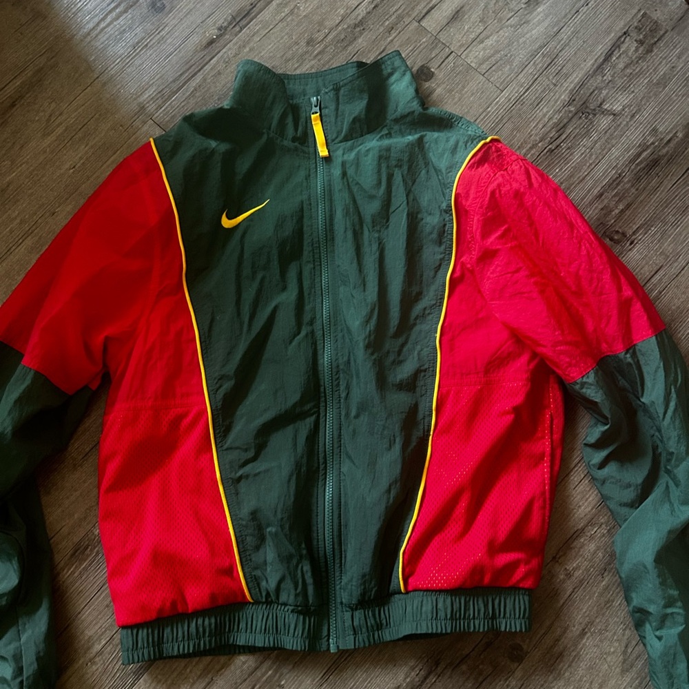 Nike Red and Dark Green Sports Jacket